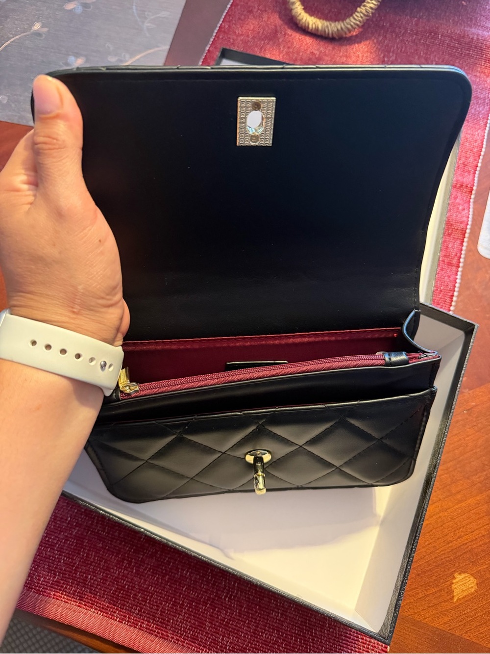 & Other Stories Black Quilted Clutch with Gold-Tone Turn Lock